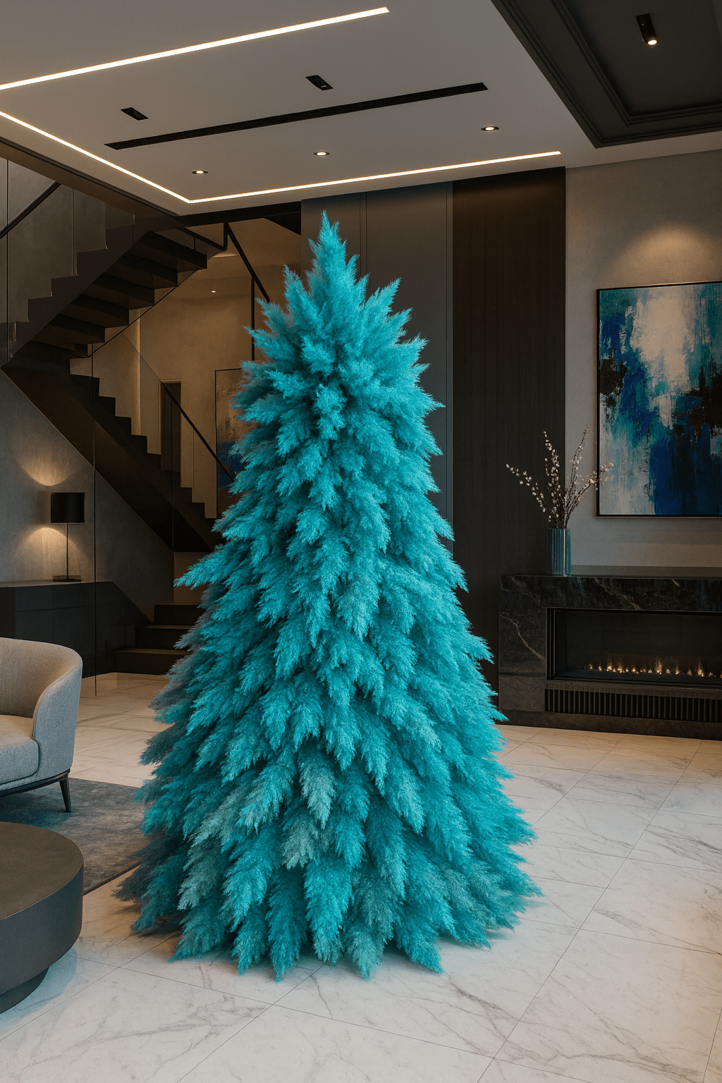 BLUE XTREE - PAMPAS GRASS CHRISTMAS TREE - HOME DECOR - PAMPASKONING