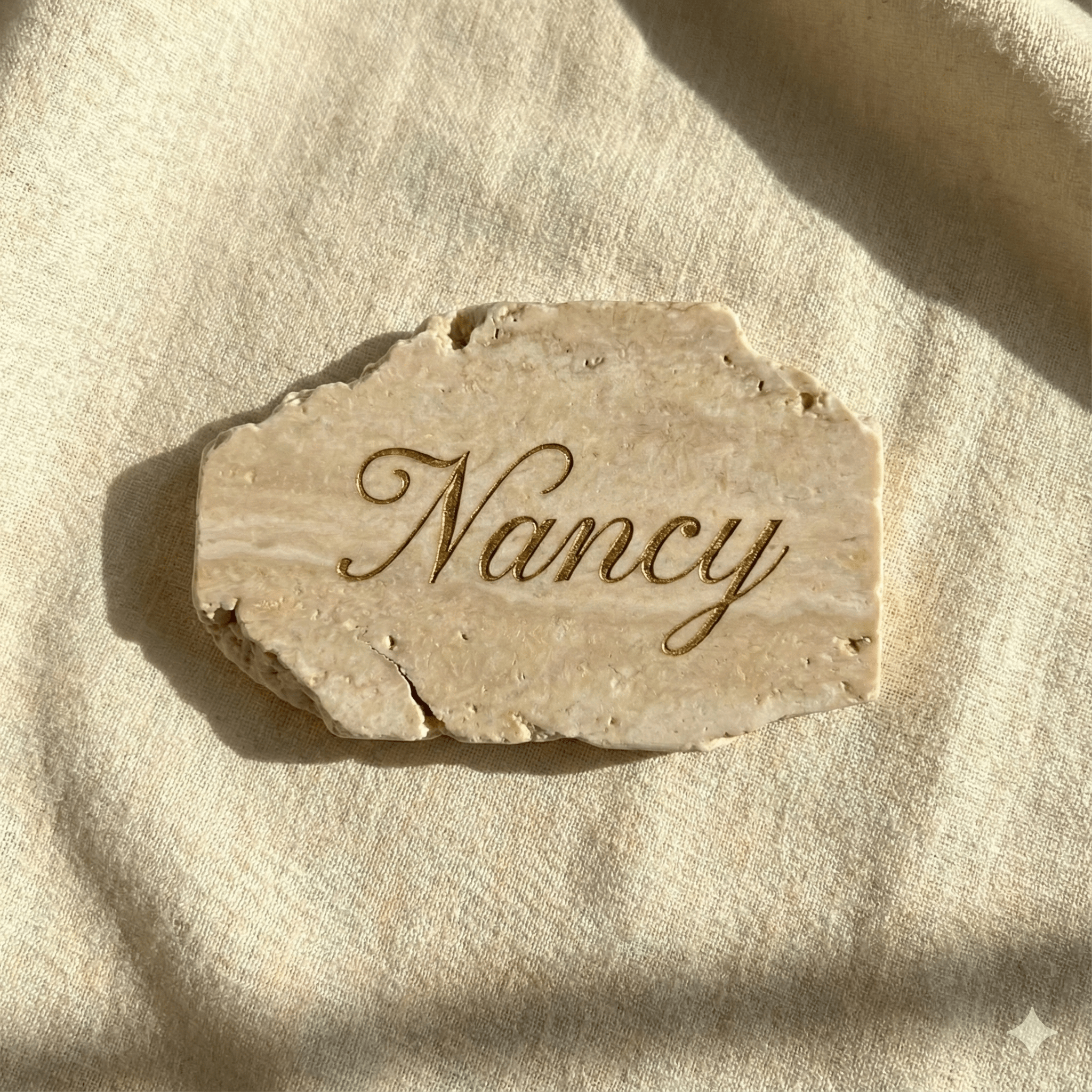 TRAVERTIN NAME TAGS - PAMPASKONING